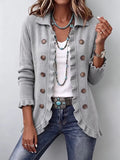 Chaqueta de punto gris jaspeado con volantes Obdulia