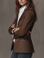 Gisèle | Blazer con Paneles y Estampado de Espiguilla