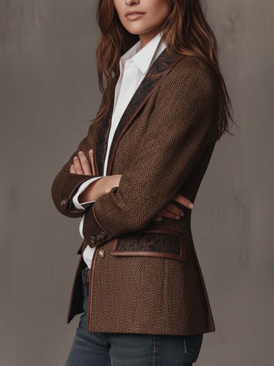 Gisèle | Blazer con Paneles y Estampado de Espiguilla