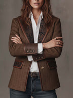 Gisèle | Blazer con Paneles y Estampado de Espiguilla