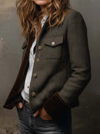 Blazer vintage de espiga con ribetes en contraste Honorine