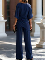 Genoveva | Conjunto de Blusa con Manga Capa y Pantalón Ancho