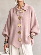 Isadora | Cárdigan Oversize con Cuello y Botones Dorados