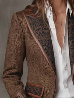 Gisèle | Blazer con Paneles y Estampado de Espiguilla