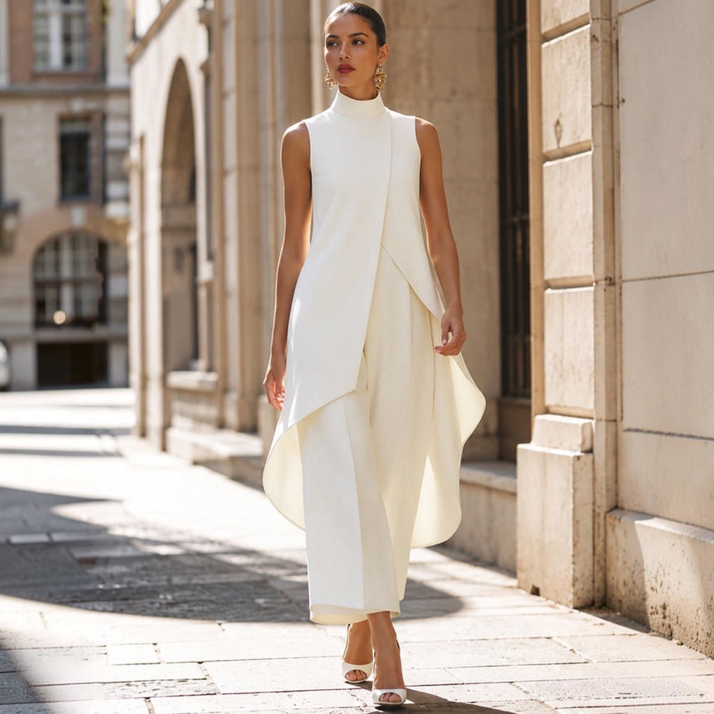 Daniela | Conjunto Elegante de Cuello Alto con Top Drapeado