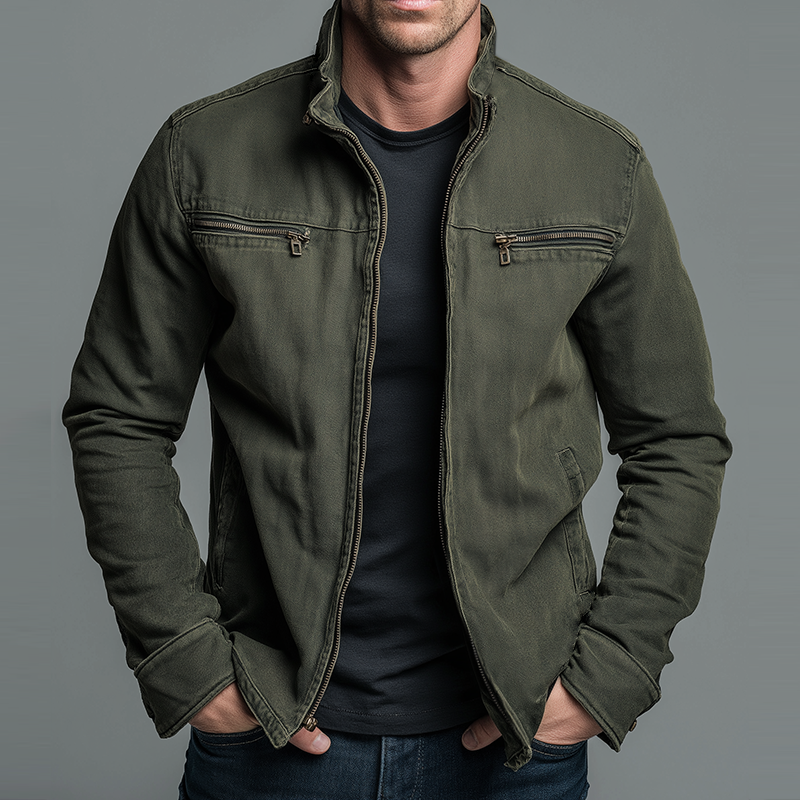 Chaqueta de algodón vintage con cremallera