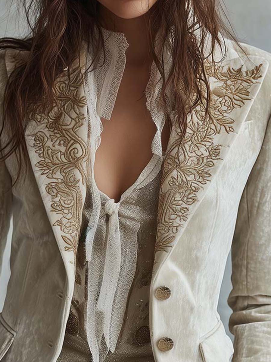 Constance | Blazer sastre bordado en marfil