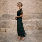 Elisa | Vestido Largo Plisado en Verde
