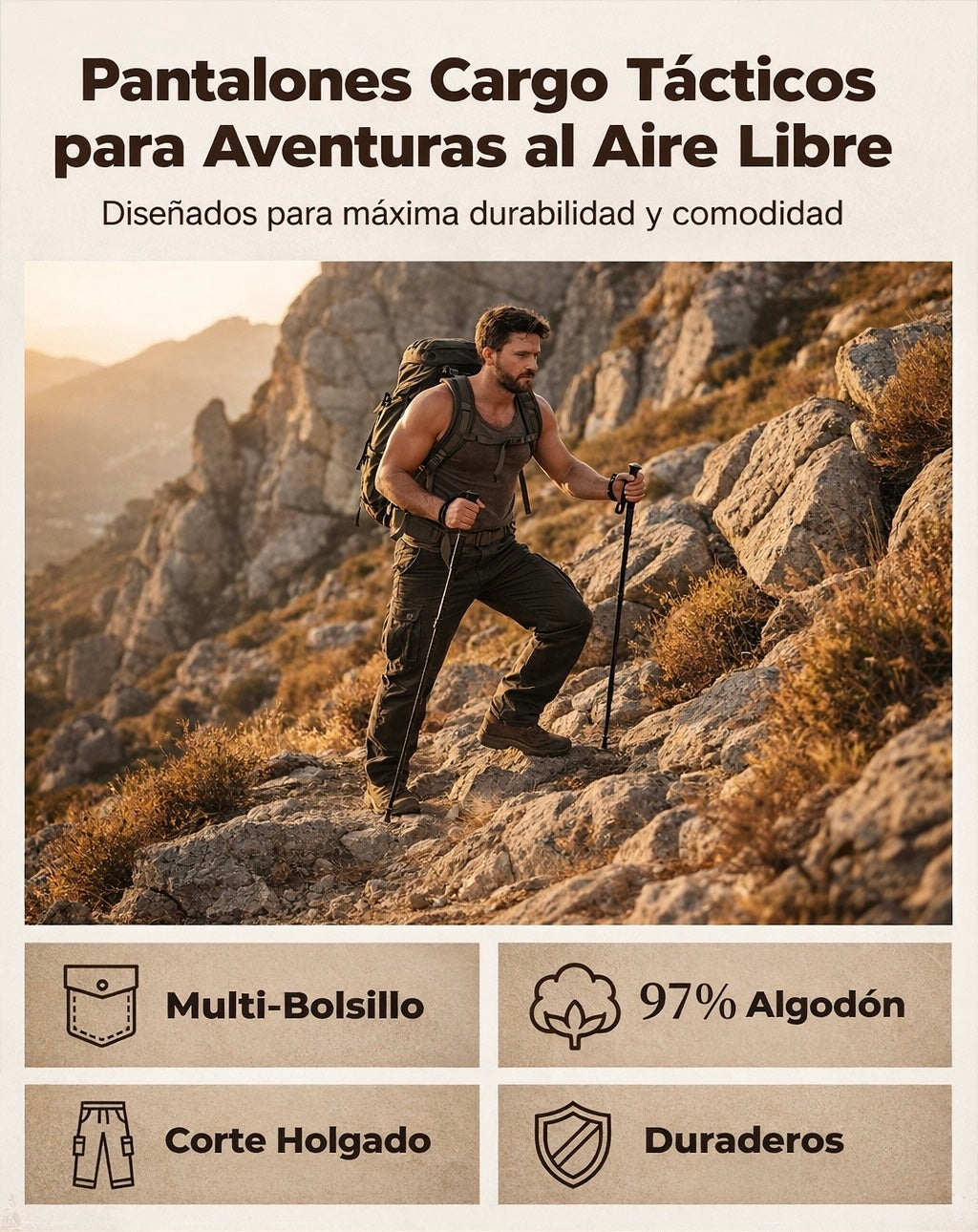 MARSELLA - Pantalón cargo táctico para hombre