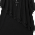 Joaquina | Vestido Midi de Convidada com Capa de Gaze e Decote em V