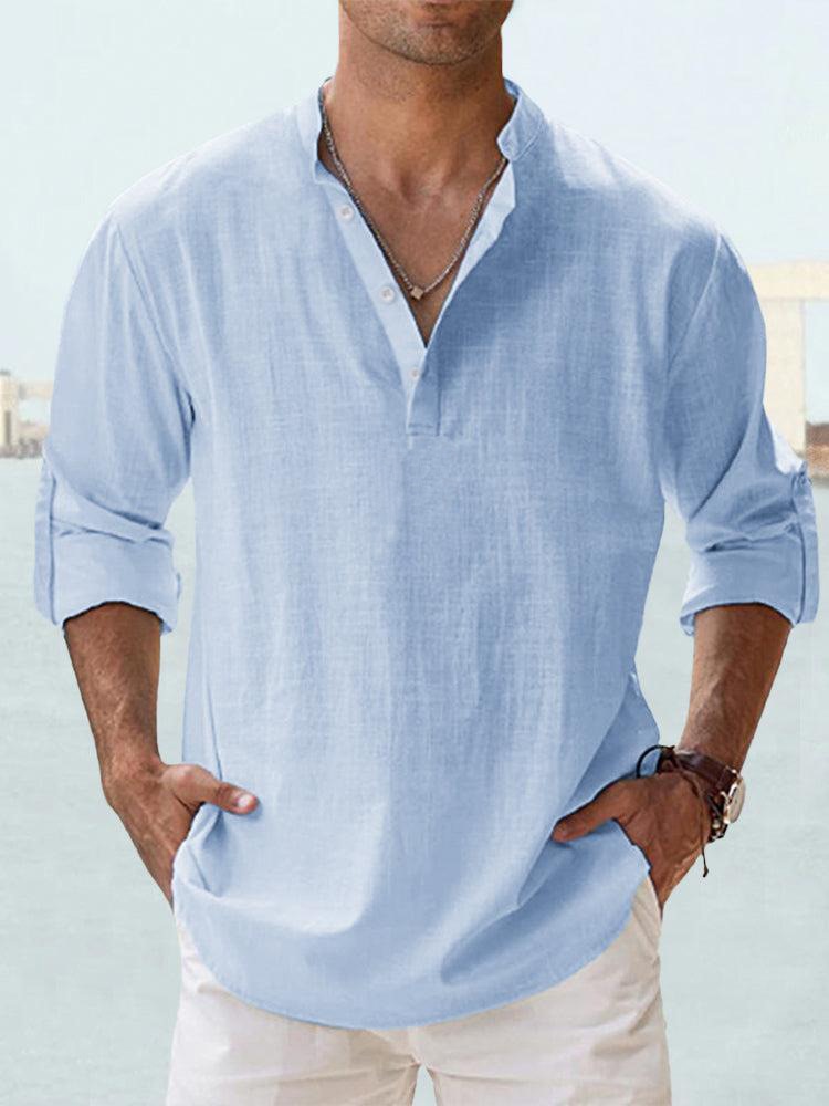 LAURENT MONACO - Camisa de cuello mandarín para hombre