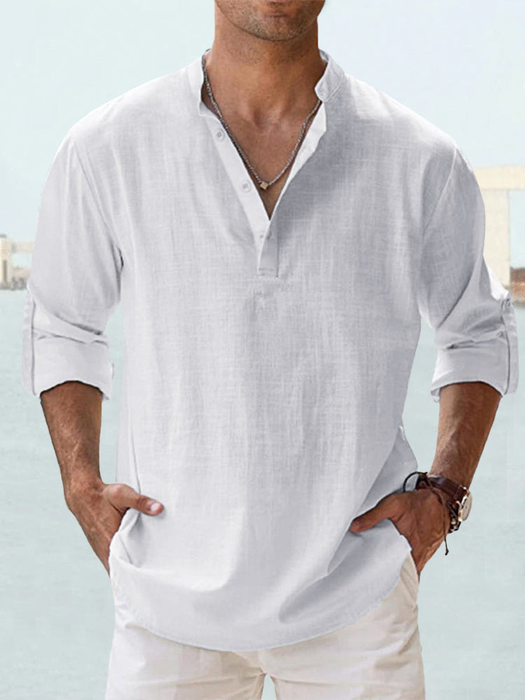 LAURENT MONACO - Camisa de cuello mandarín para hombre