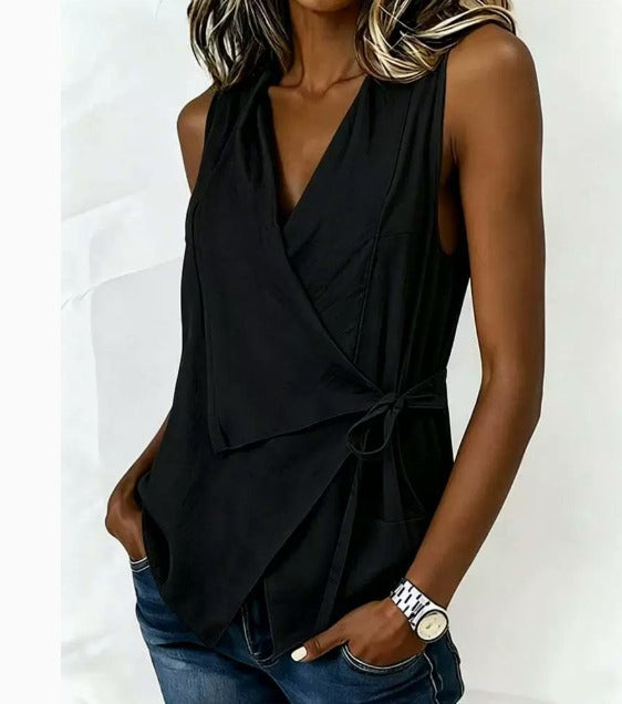 LORETTA - Blusa sin mangas de escote redondo para mujer
