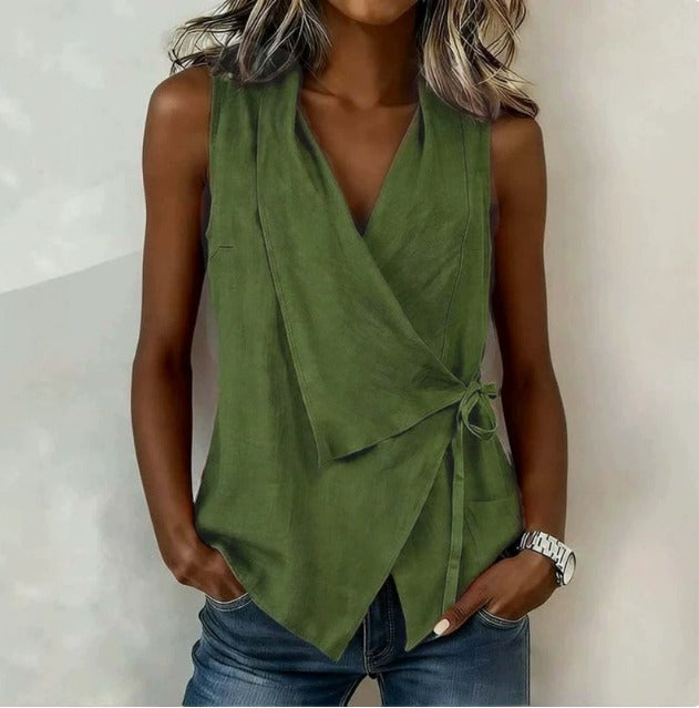 LORETTA - Blusa sin mangas de escote redondo para mujer