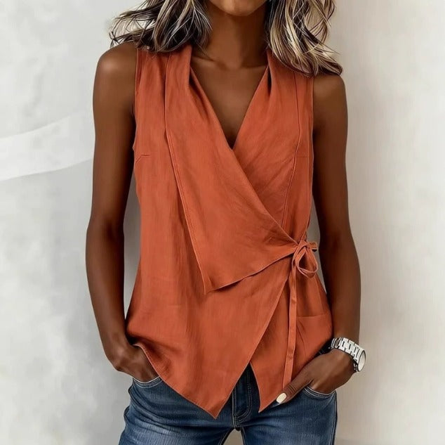 LORETTA - Blusa sin mangas de escote redondo para mujer