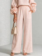Romina | Conjunto de Top con Puños Florales y Pantalón Ancho