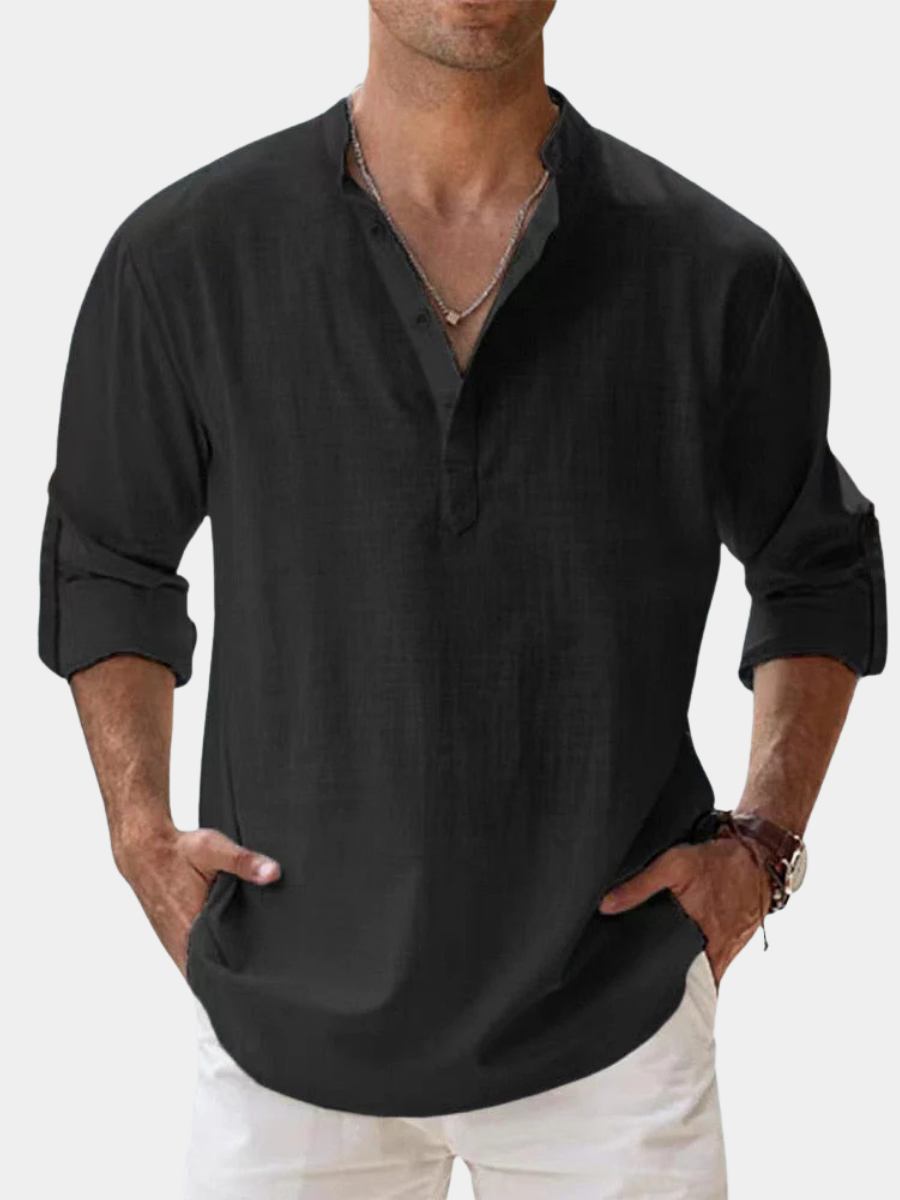 LAURENT MONACO - Camisa de cuello mandarín para hombre