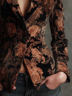Bertille | Blazer sastre con estampado floral negro y bronce
