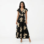 VITTORIA - Vestido estampado de escote en V con volantes para mujer