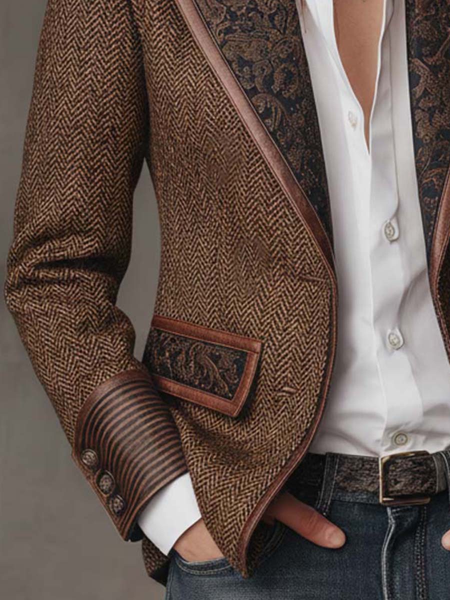 Gisèle | Blazer con Paneles y Estampado de Espiguilla