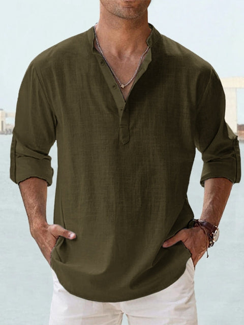 LAURENT MONACO - Camisa de cuello mandarín para hombre
