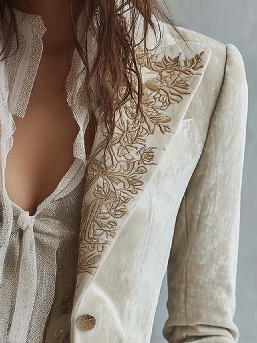 Constance | Blazer sastre bordado en marfil