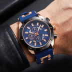 VINCENT - Reloj de acero con correa de piel para hombre