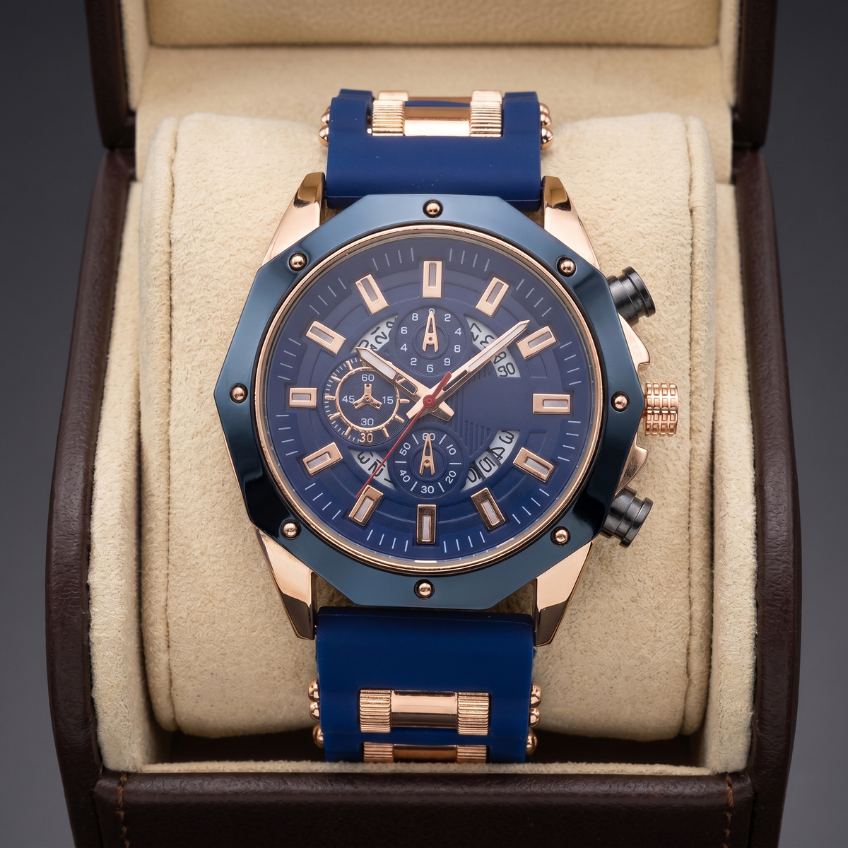 VINCENT - Reloj de acero con correa de piel para hombre