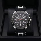 VINCENT - Reloj de acero con correa de piel para hombre