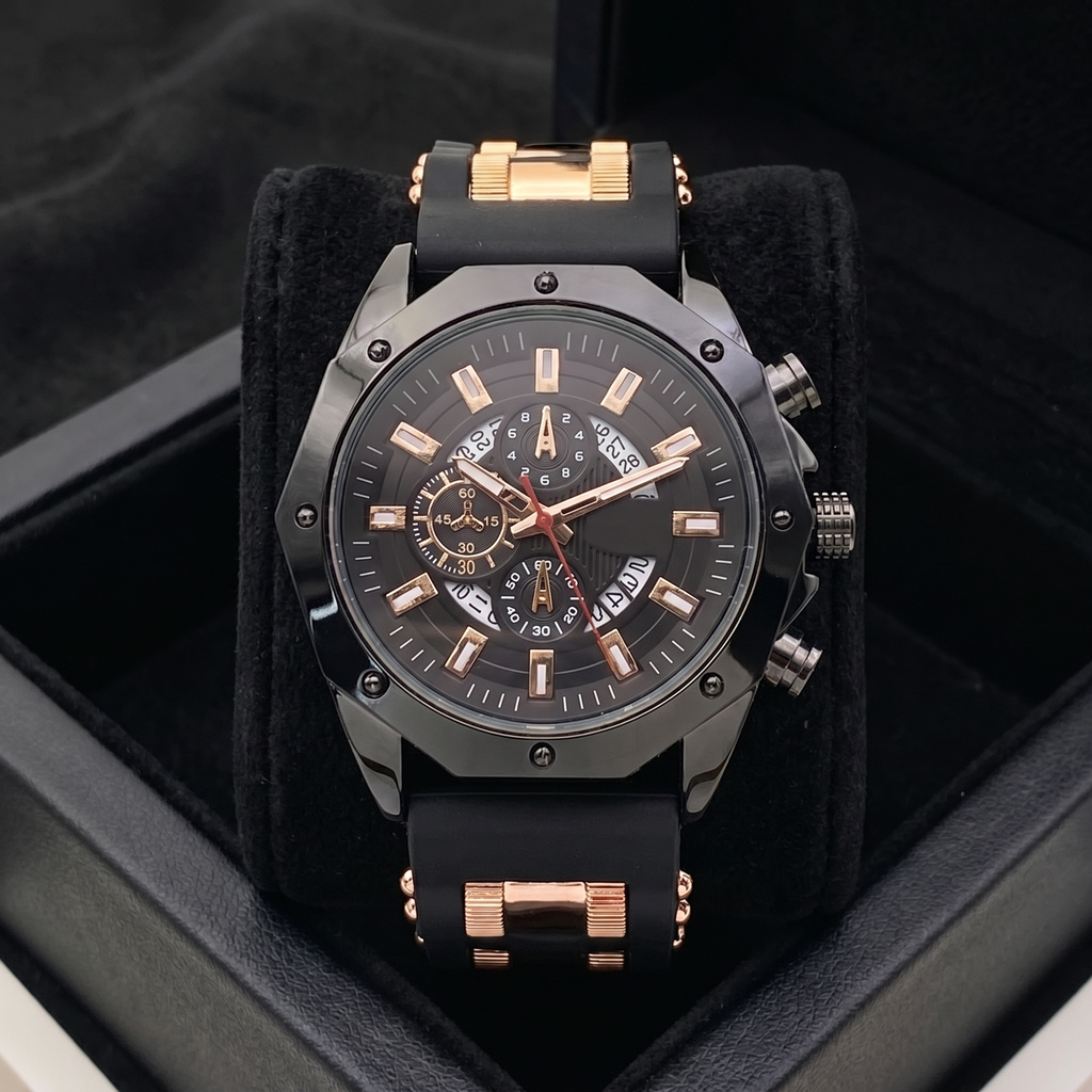 VINCENT - Reloj de acero con correa de piel para hombre