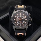 VINCENT - Reloj de acero con correa de piel para hombre