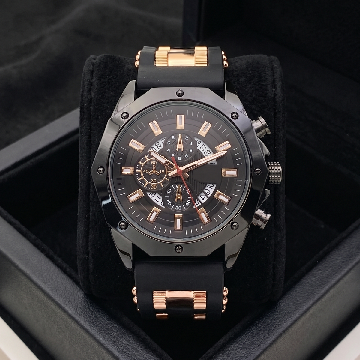 VINCENT - Reloj de acero con correa de piel para hombre