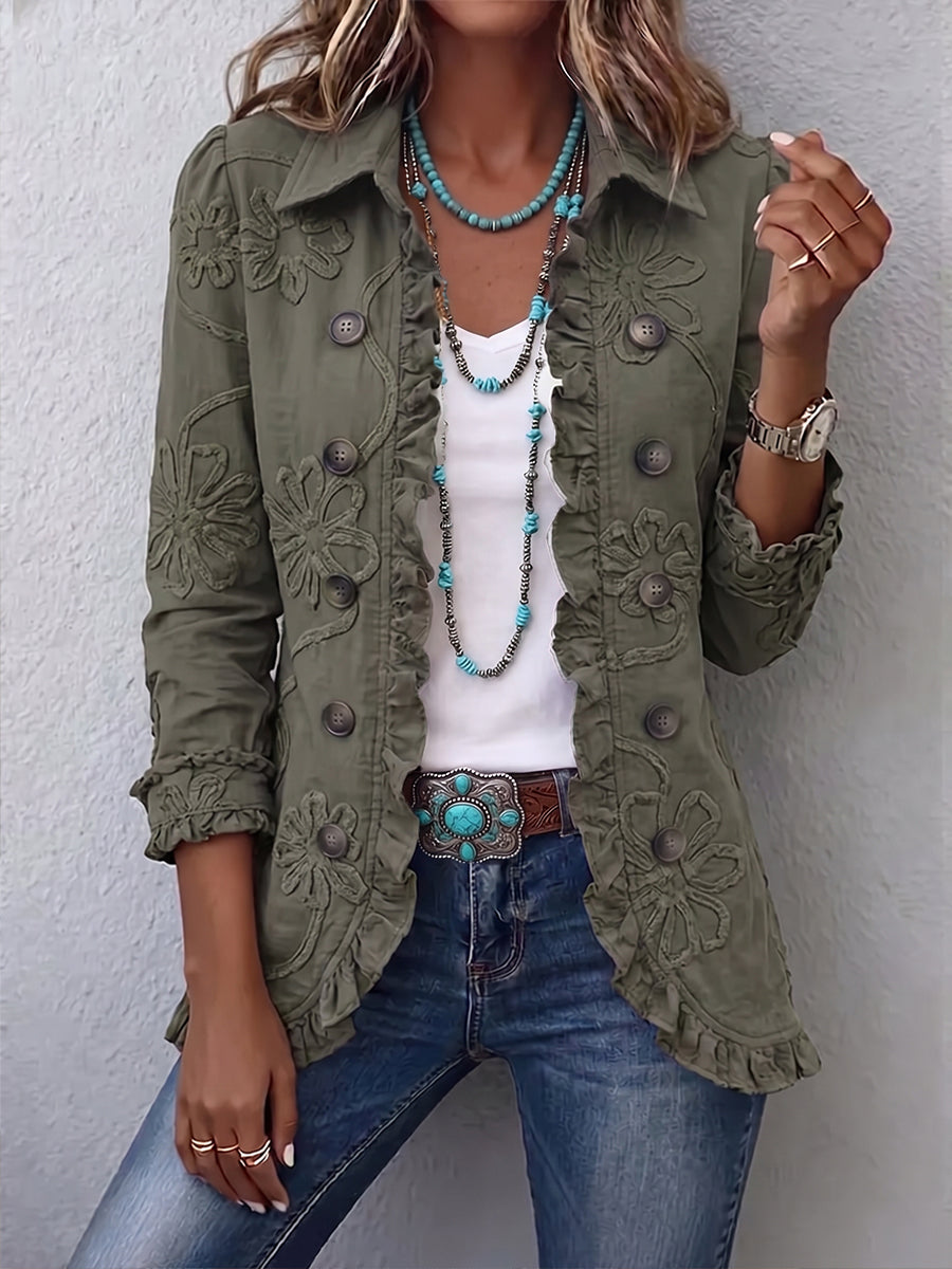 Faustine | Chaqueta utilitaria bordada con flores bohemia
