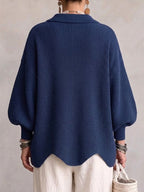 Isadora | Cárdigan Oversize con Cuello y Botones Dorados
