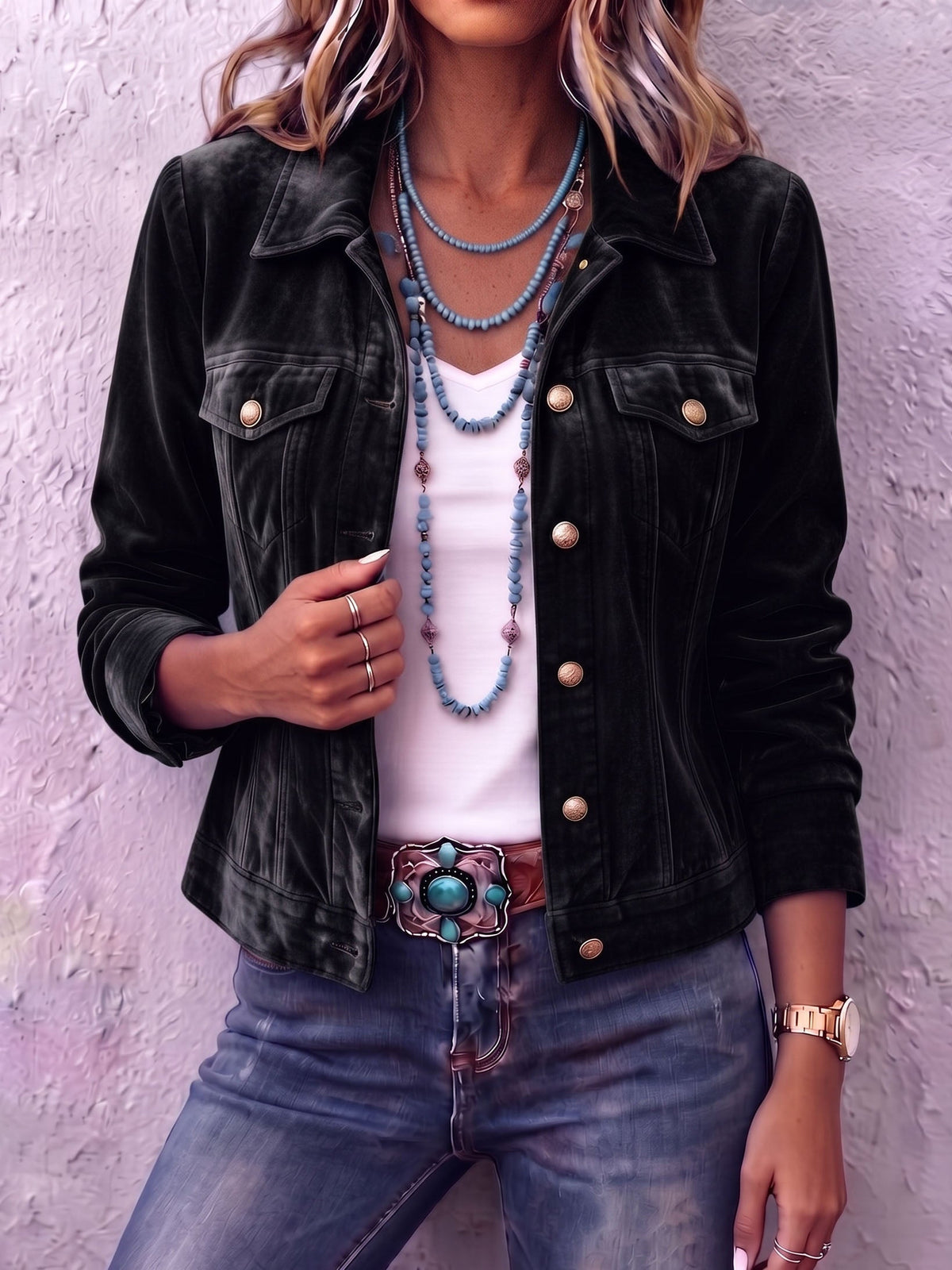 Casaco de veludo boho de inspiração vintage Diana