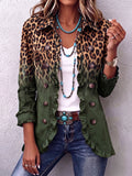 Blazer verde com estampado de leopardo e folhos Ernestina