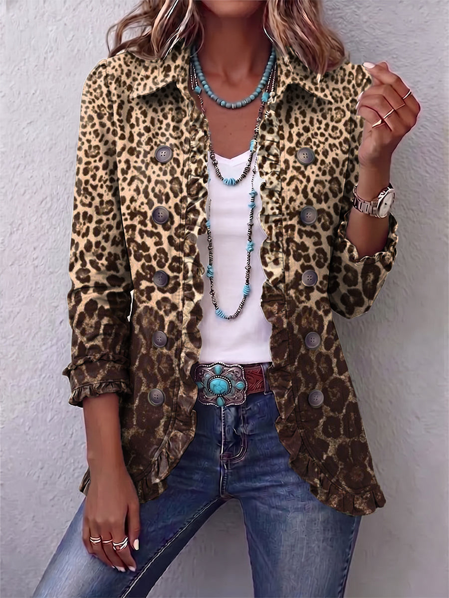 Casaco de leopardo com folhos Belén