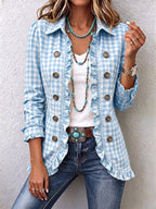 Chaqueta de cuadros vichy con volantes Encarna