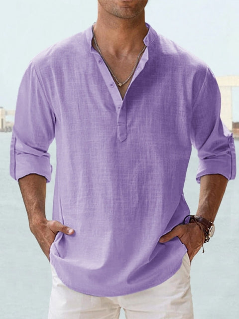 LAURENT MONACO - Camisa de cuello mandarín para hombre