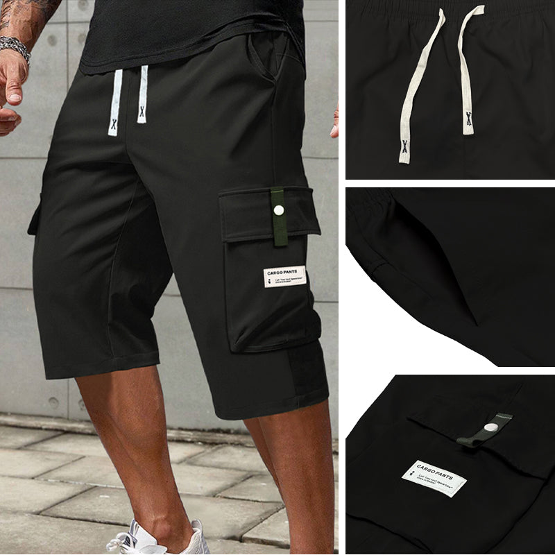 ⏳Último dia de oferta! 50% de desconto 📢 Calças cargo Capri casuais com cordão para homem