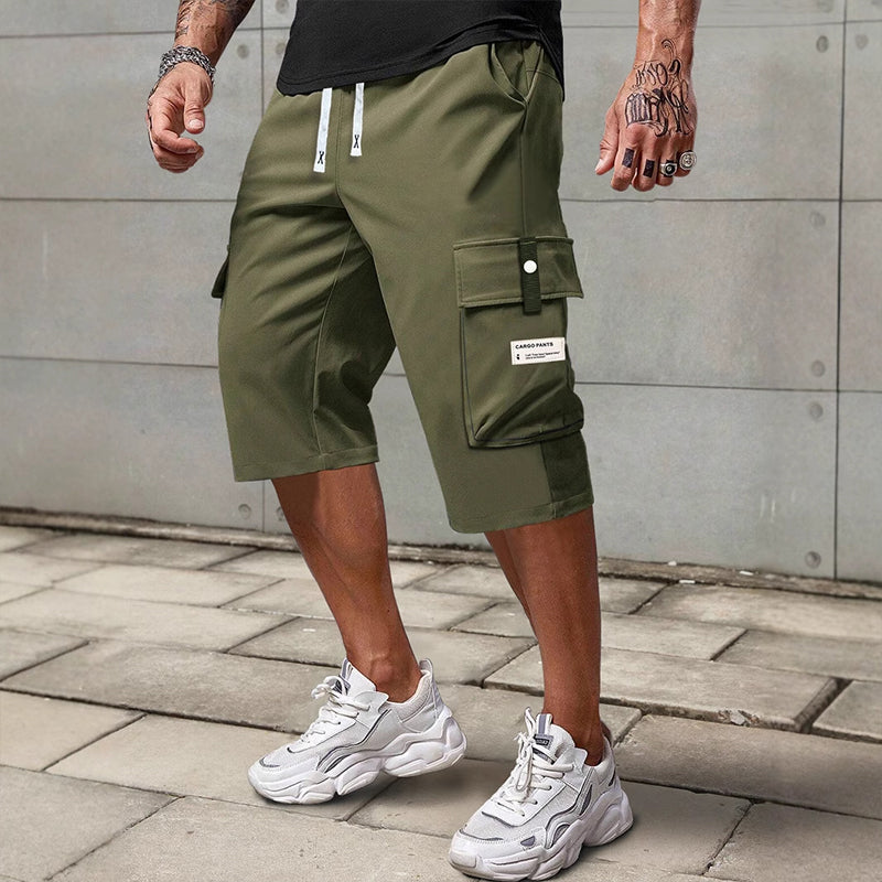 ⏳Último dia de oferta! 50% de desconto 📢 Calças cargo Capri casuais com cordão para homem
