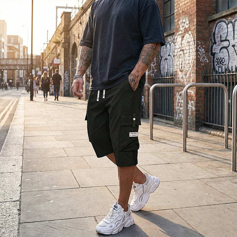 ⏳Último dia de oferta! 50% de desconto 📢 Calças cargo Capri casuais com cordão para homem